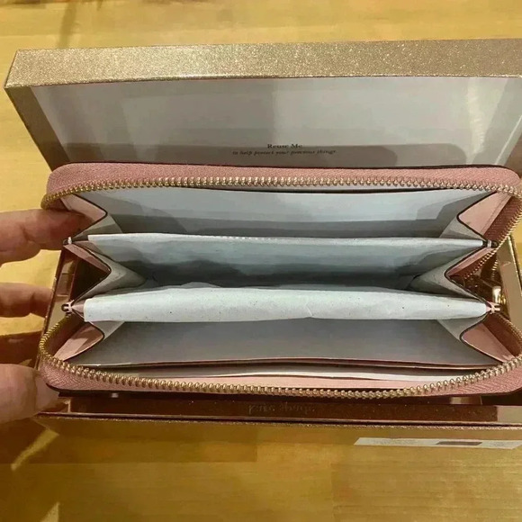 Kate Spade Full Zip Pink Glitter Wallet, NWT (box) - Picture 8 of 9